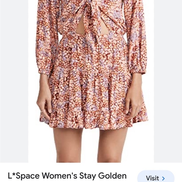 LSPACE L SPACE Stay Golden Floral Mini Dress Womens FALL Lily of the Valley M - Picture 11 of 13